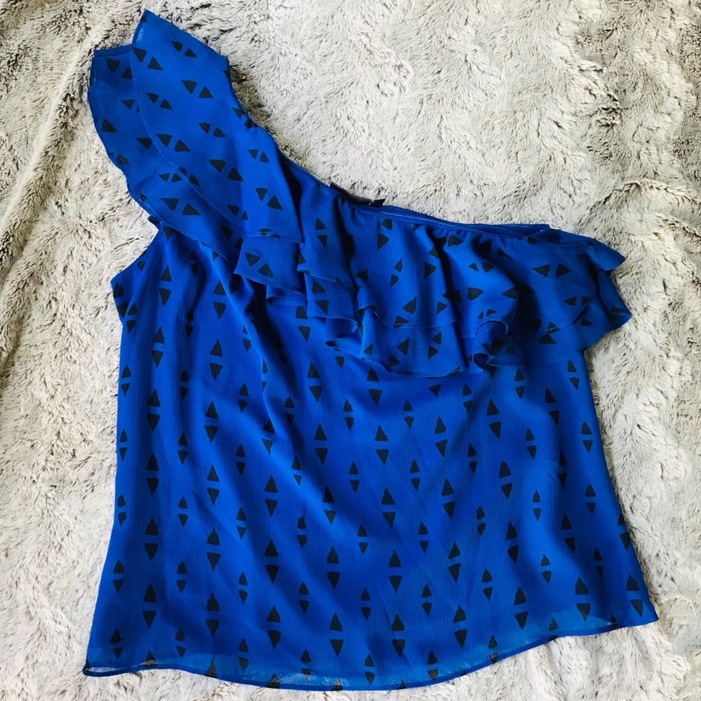 Apt 9 One shoulder ruffled blue chiffon top